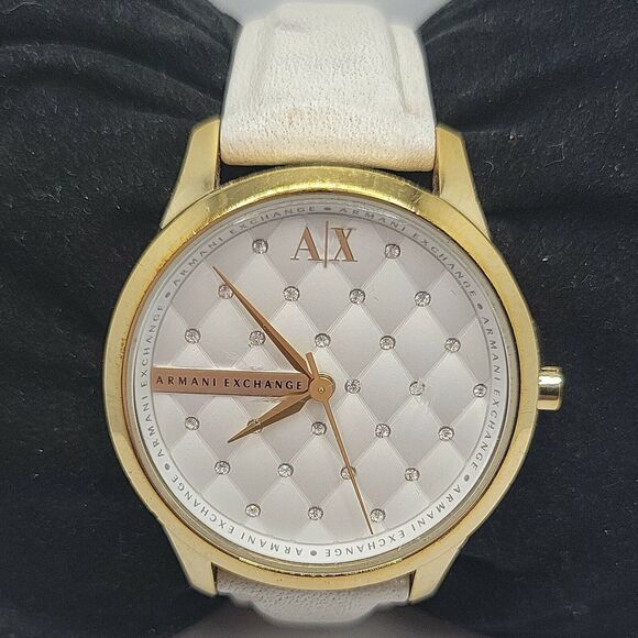 Armani Exchange AX5207 Womens White Leather Analog Dial Quartz Wrist Watch BC500 - Picture 1 of 11